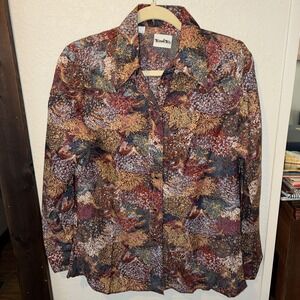 vtg Women's tem tex shirt floral western size 16/38 peril snap